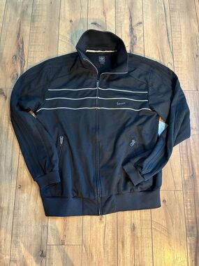 adidas Vespa Black Trefoil Logo Full Zip with Subtle White Badge